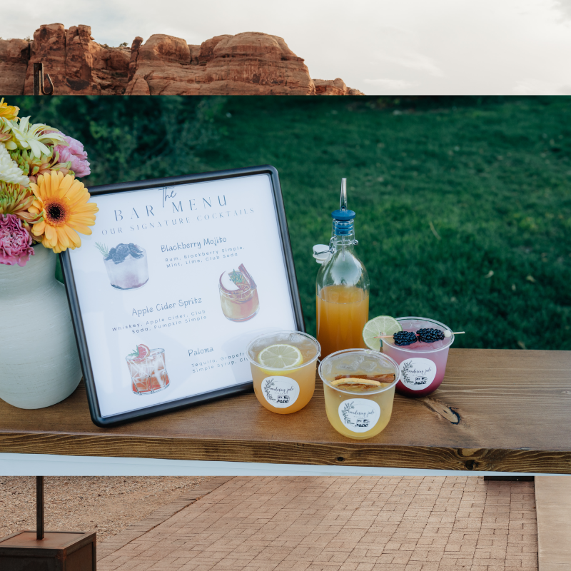 Sample of the menu and a couple of drinks from the various packages